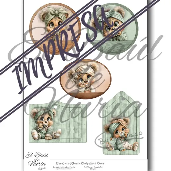 Die Cuts "Rustic Baby Girl Bear"