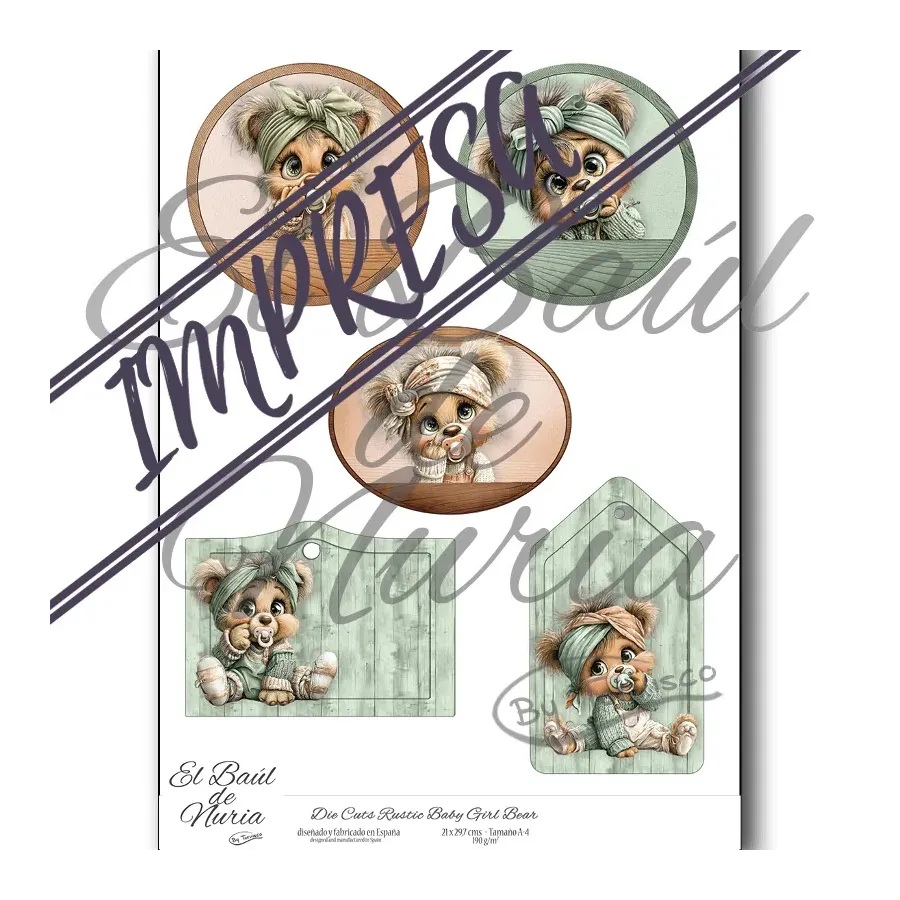 Die Cuts "Rustic Baby Girl Bear"