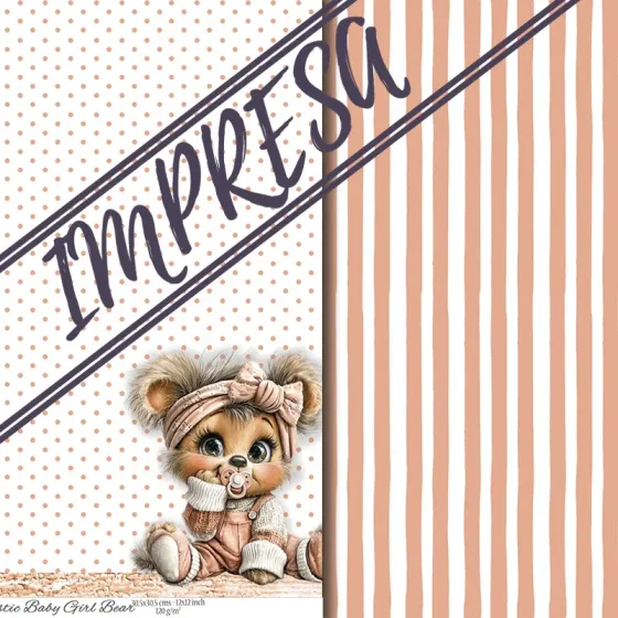 Vellum "Rustic Baby Girl Bear"