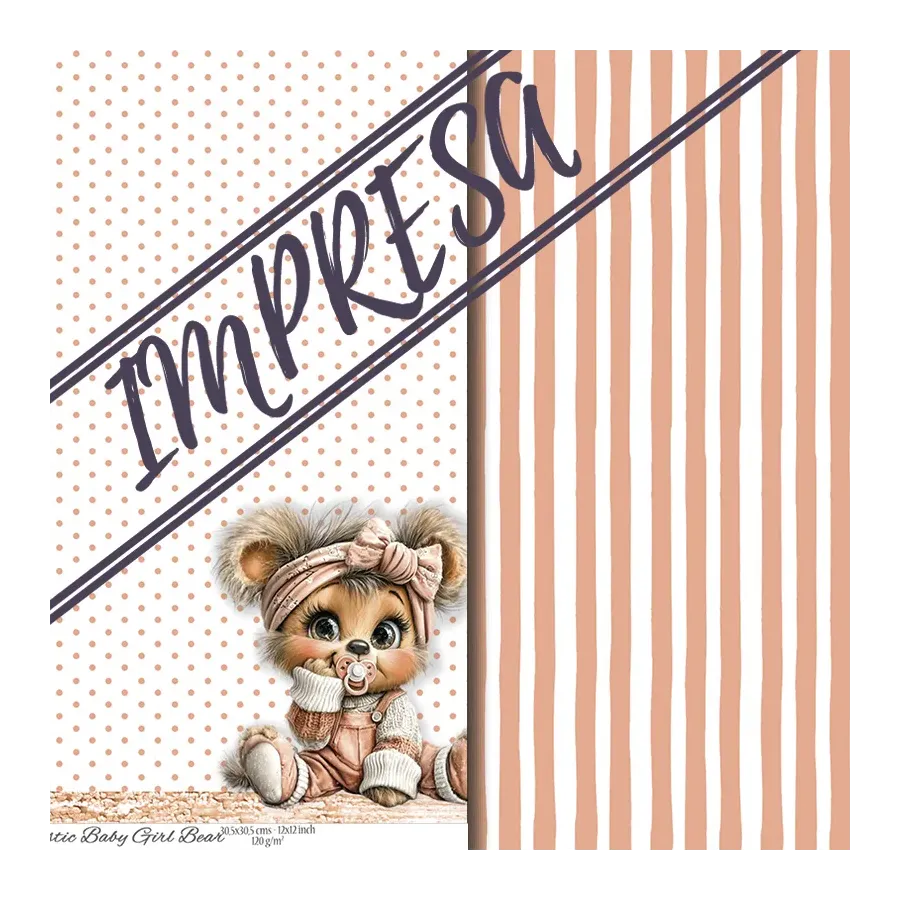 Vellum "Rustic Baby Girl Bear"