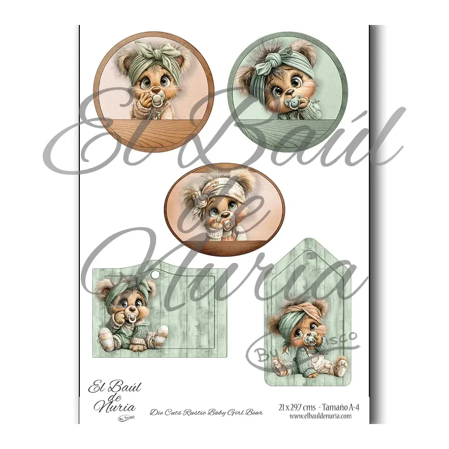 Die Cuts Rustic Baby Girl Bear