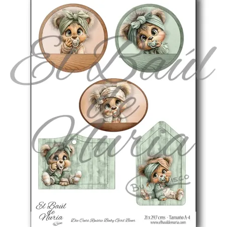 Die Cuts Rustic Baby Girl Bear