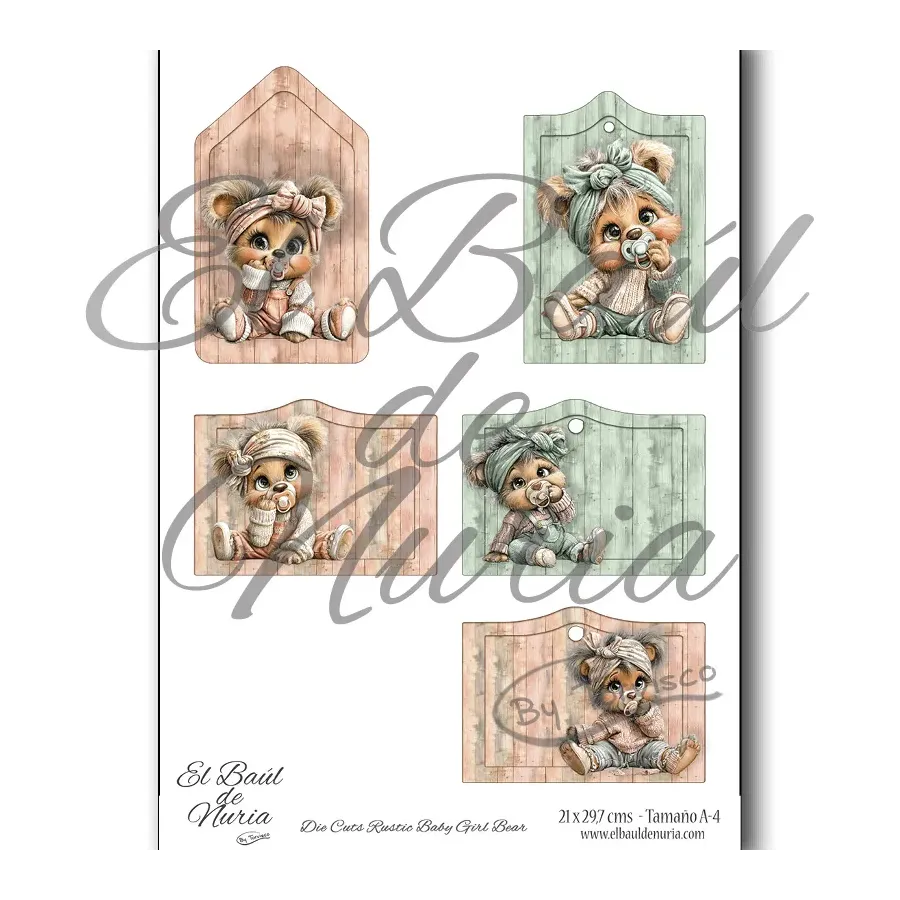 Die Cuts Rustic Baby Girl Bear