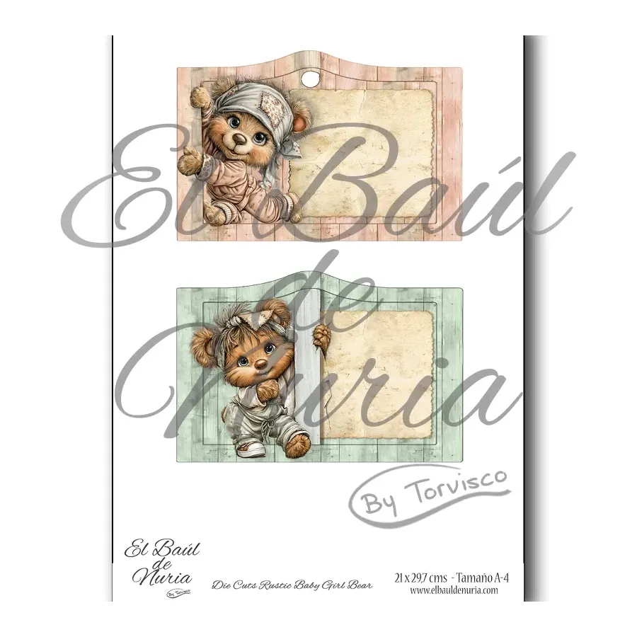 Die Cuts Rustic Baby Girl Bear
